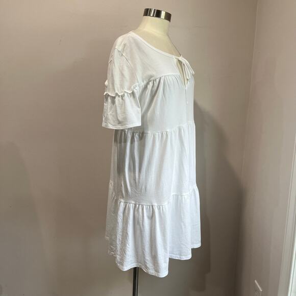 J.Crew White Cotton Tiered Dress Large NWT Resort Beach Clean Girl Minimal Sz L - Picture 2 of 9
